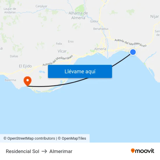 Residencial Sol to Almerimar map