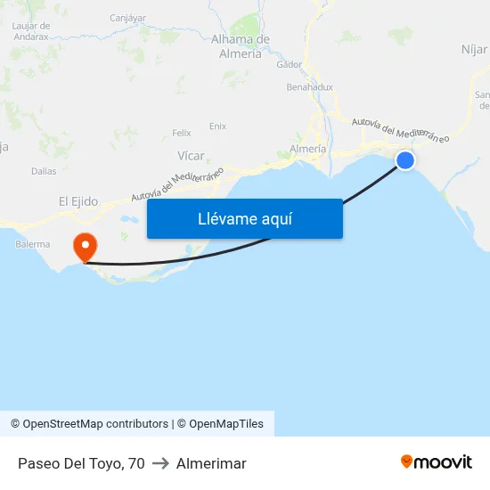 Paseo Del Toyo, 70 to Almerimar map