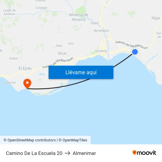 Camino De La Escuela 20 to Almerimar map