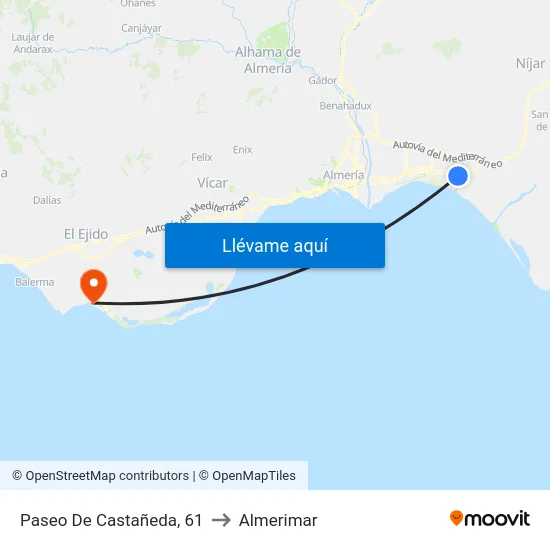 Paseo De Castañeda, 61 to Almerimar map