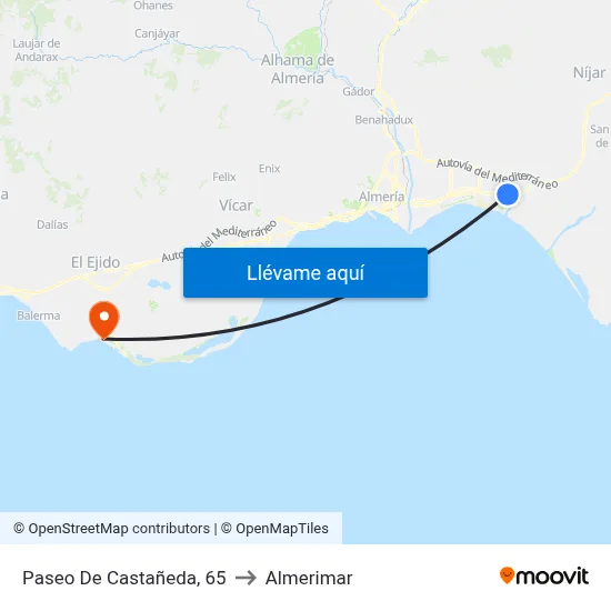 Paseo De Castañeda, 65 to Almerimar map