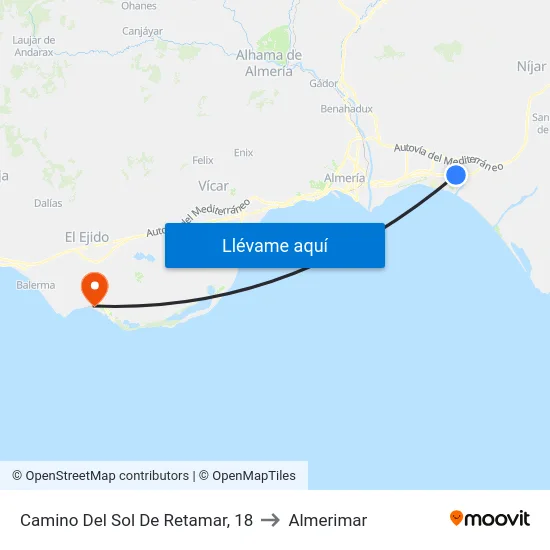 Camino Del Sol De Retamar, 18 to Almerimar map