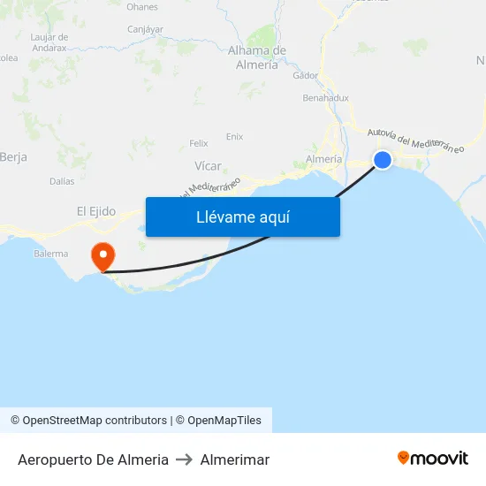 Aeropuerto De Almeria to Almerimar map