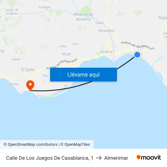 Calle De Los Juegos De Casablanca, 1 to Almerimar map