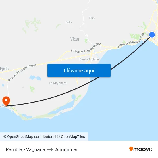 Rambla - Vaguada to Almerimar map