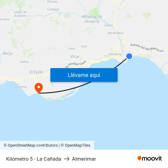 Kilómetro 5 - La Cañada to Almerimar map