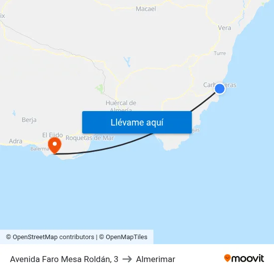 Avenida Faro Mesa Roldán, 3 to Almerimar map