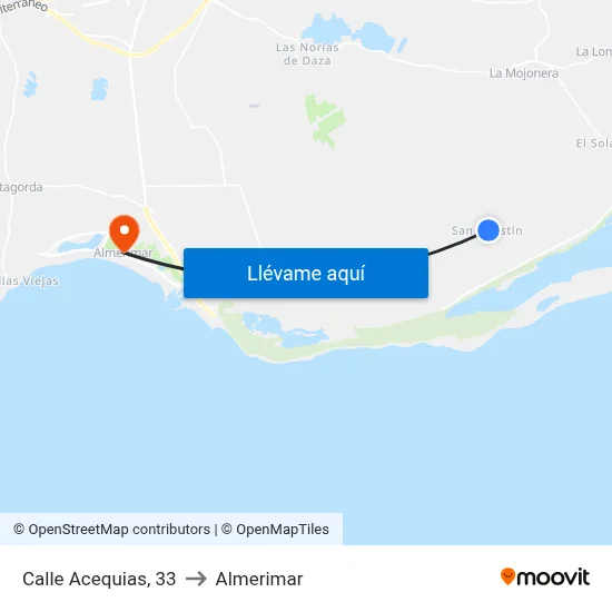 Calle Acequias, 33 to Almerimar map