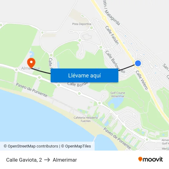Calle Gaviota, 2 to Almerimar map