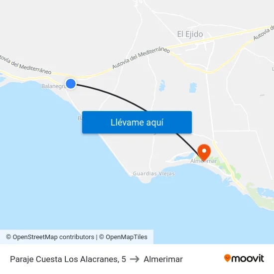 Paraje Cuesta Los Alacranes, 5 to Almerimar map