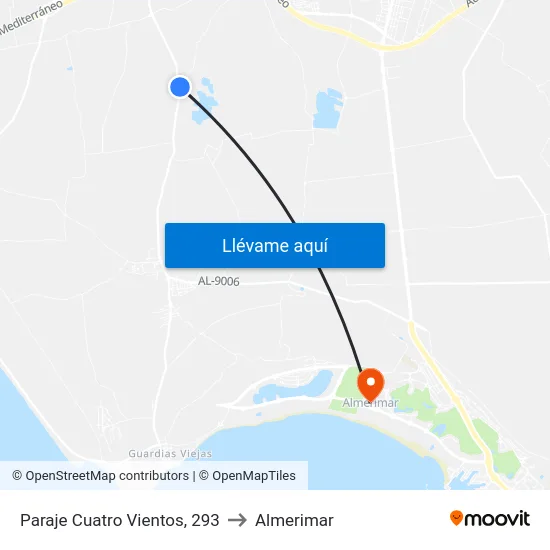 Paraje Cuatro Vientos, 293 to Almerimar map