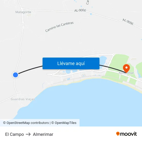 El Campo to Almerimar map