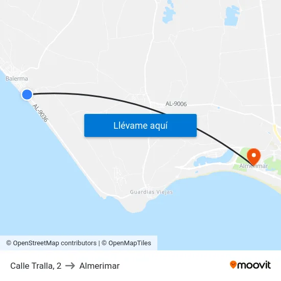 Calle Tralla, 2 to Almerimar map