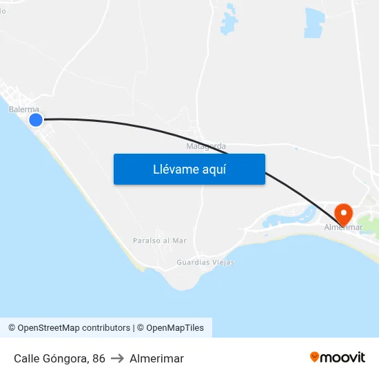 Calle Góngora, 86 to Almerimar map