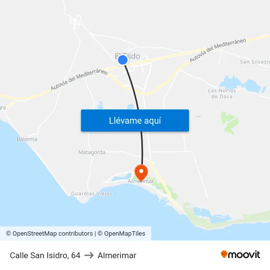 Calle San Isidro, 64 to Almerimar map