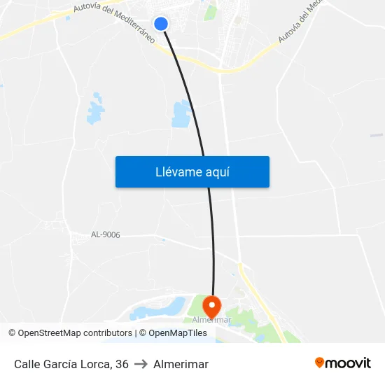 Calle García Lorca, 36 to Almerimar map