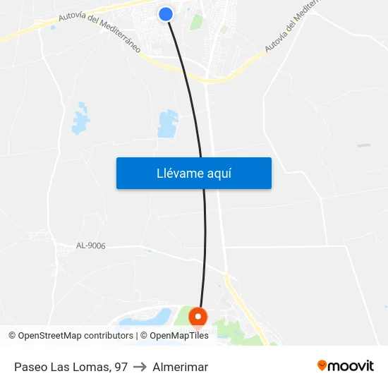 Paseo Las Lomas, 97 to Almerimar map
