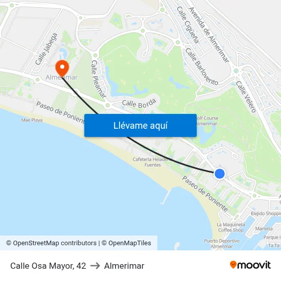 Calle Osa Mayor, 42 to Almerimar map