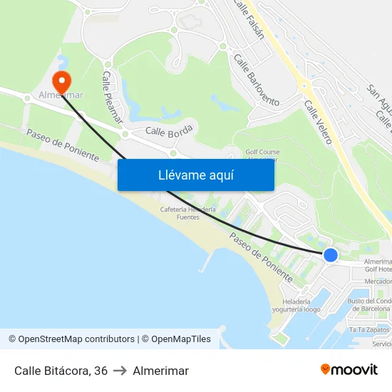 Calle Bitácora, 36 to Almerimar map