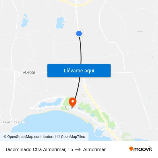 Diseminado Ctra Almerimar, 15 to Almerimar map