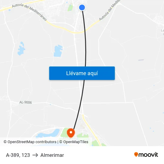 A-389, 123 to Almerimar map