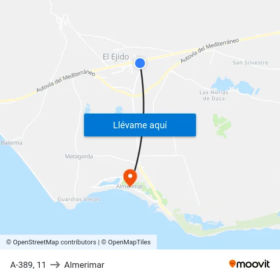 A-389, 11 to Almerimar map