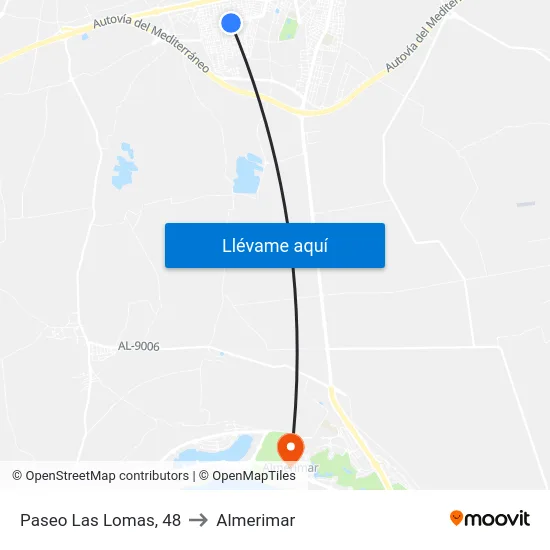 Paseo Las Lomas, 48 to Almerimar map