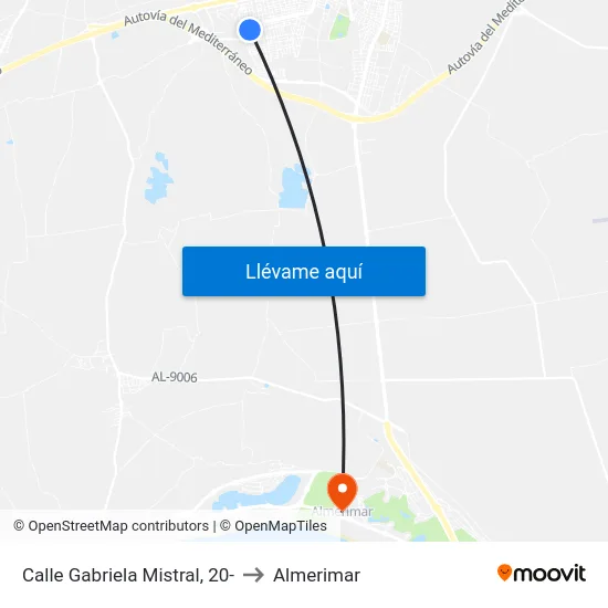 Calle Gabriela Mistral, 20- to Almerimar map