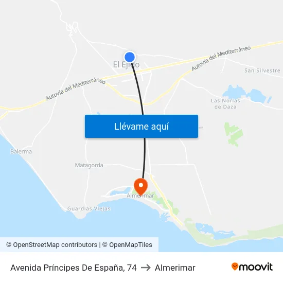 Avenida Príncipes De España, 74 to Almerimar map