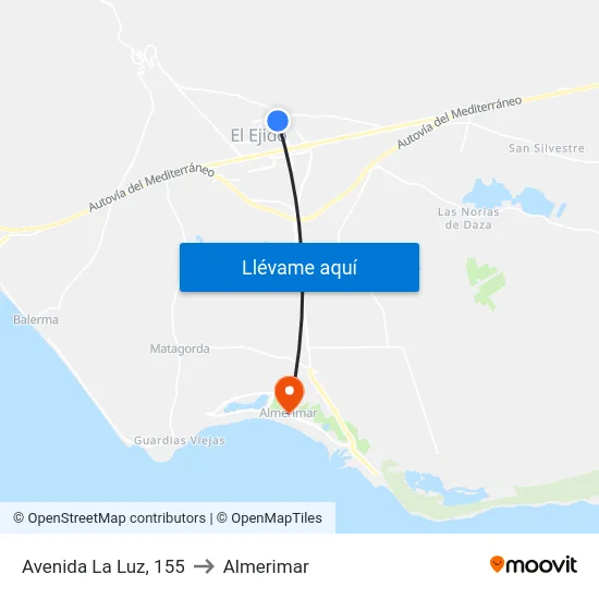 Avenida La Luz, 155 to Almerimar map