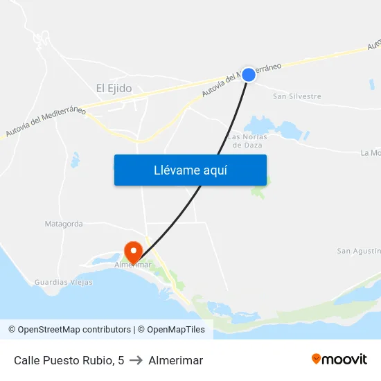 Calle Puesto Rubio, 5 to Almerimar map