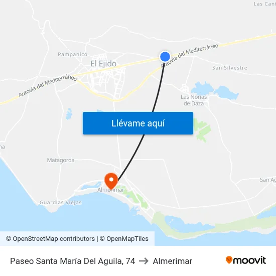 Paseo Santa María Del Aguila, 74 to Almerimar map