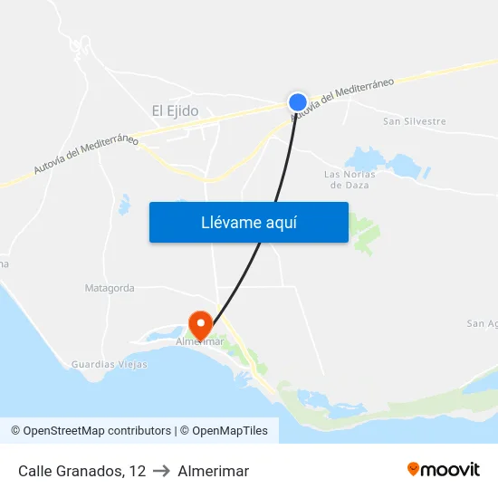 Calle Granados, 12 to Almerimar map