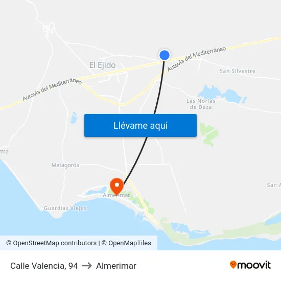 Calle Valencia, 94 to Almerimar map