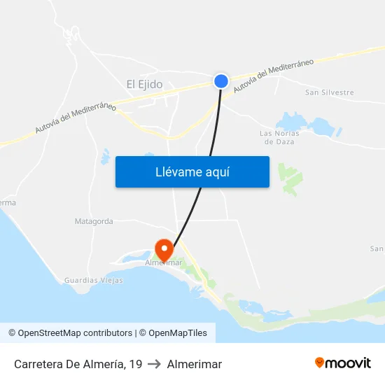 Carretera De Almería, 19 to Almerimar map