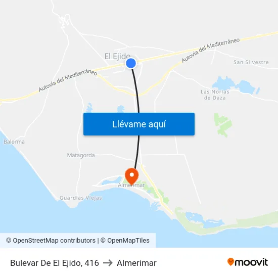 Bulevar De El Ejido, 416 to Almerimar map