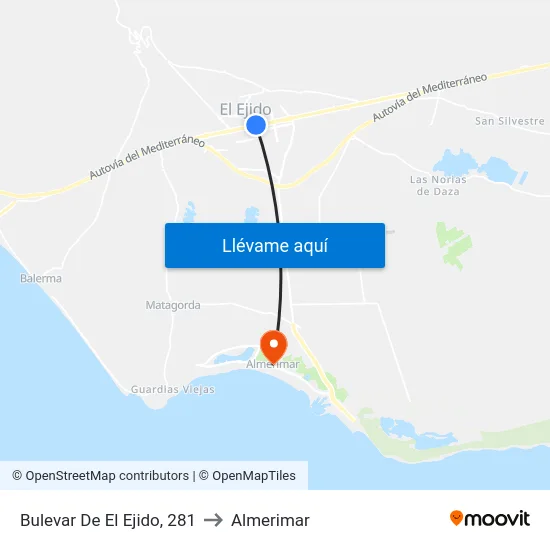 Bulevar De El Ejido, 281 to Almerimar map