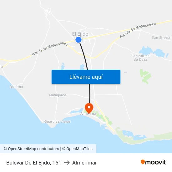 Bulevar De El Ejido, 151 to Almerimar map