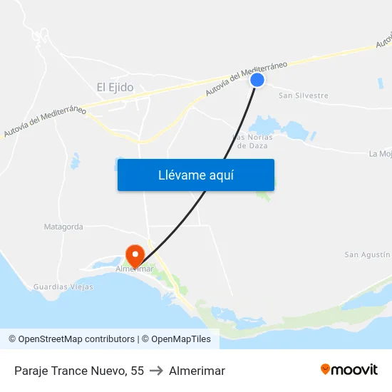 Paraje Trance Nuevo, 55 to Almerimar map
