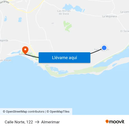 Calle Norte, 122 to Almerimar map