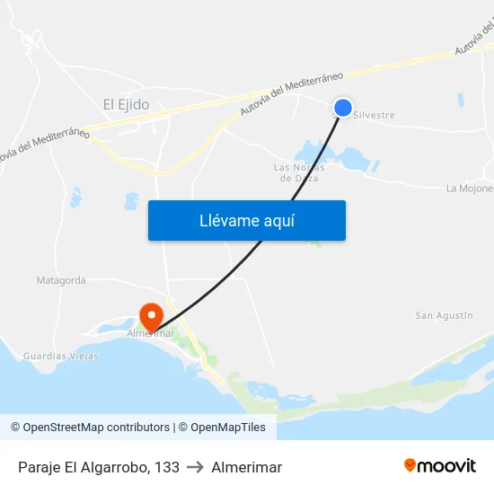 Paraje El Algarrobo, 133 to Almerimar map