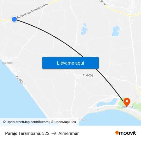 Paraje Tarambana, 322 to Almerimar map