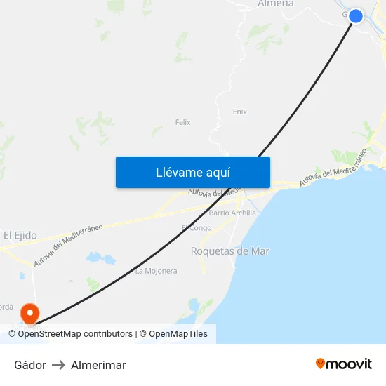 Gádor to Almerimar map