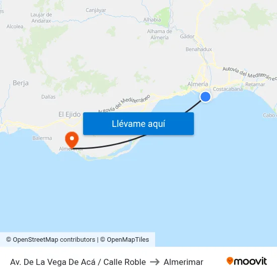 Av. De La Vega De Acá / Calle Roble to Almerimar map