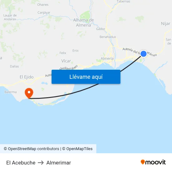 El Acebuche to Almerimar map