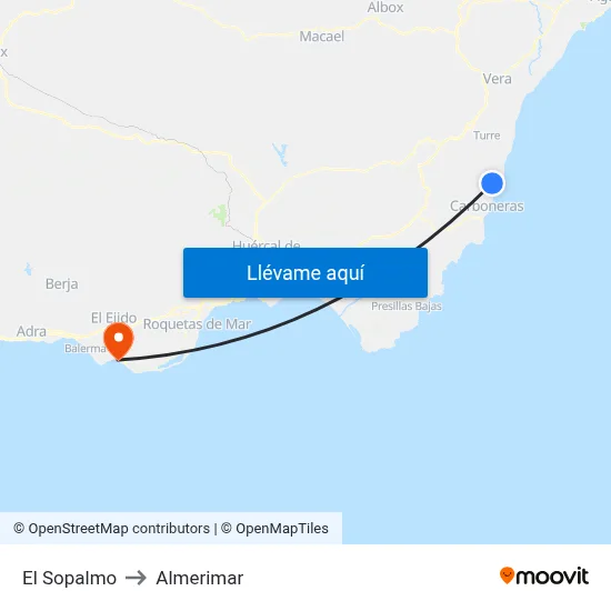 El Sopalmo to Almerimar map