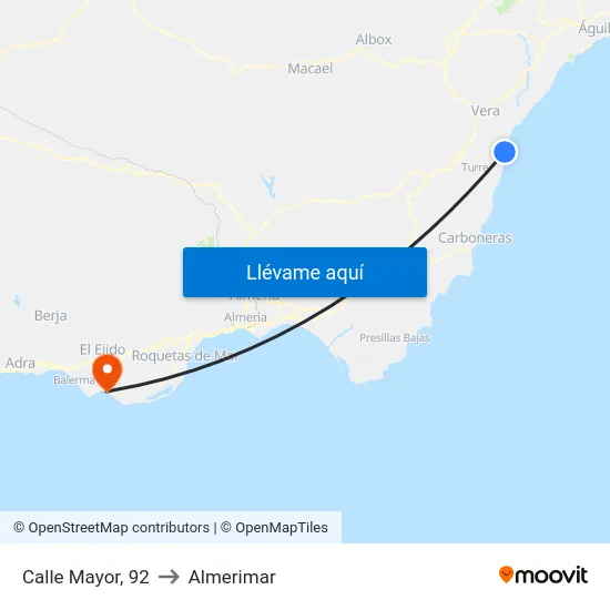 Calle Mayor, 92 to Almerimar map