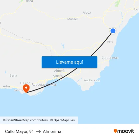 Calle Mayor, 91 to Almerimar map