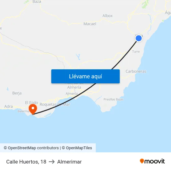 Calle Huertos, 18 to Almerimar map
