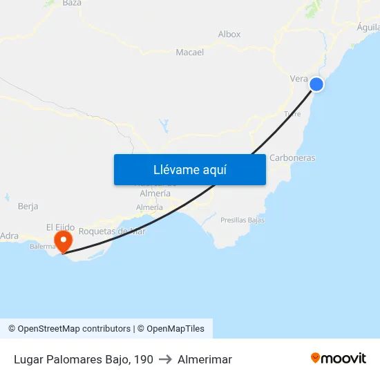 Lugar Palomares Bajo, 190 to Almerimar map
